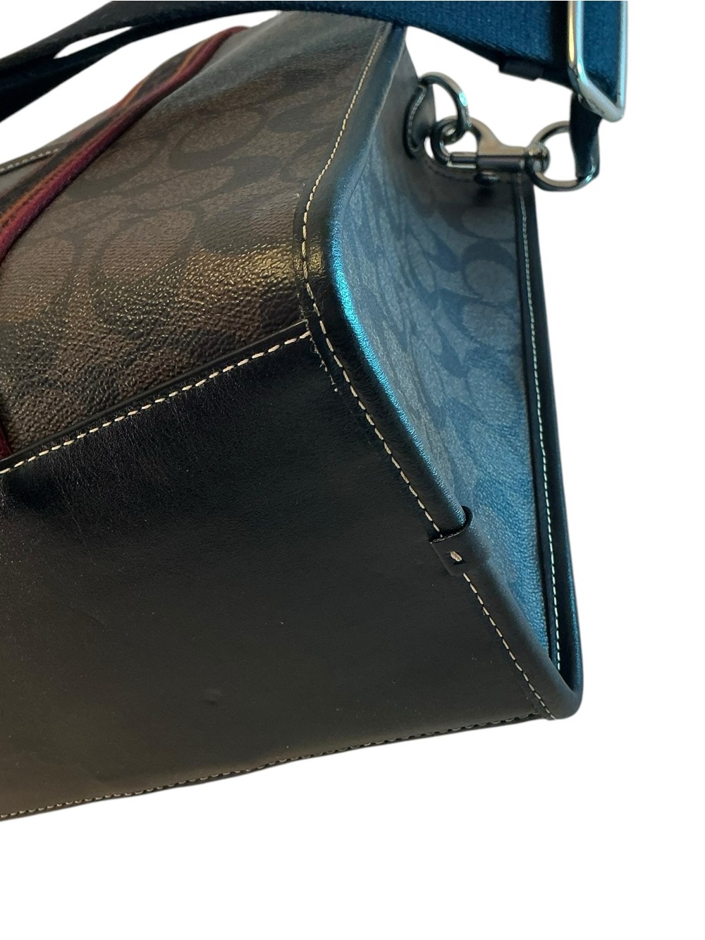 COACH SMITH Tote SN058 Brown, Black Signature COACH Logo MED Bag, Canvas Leather - Picture 12 of 15